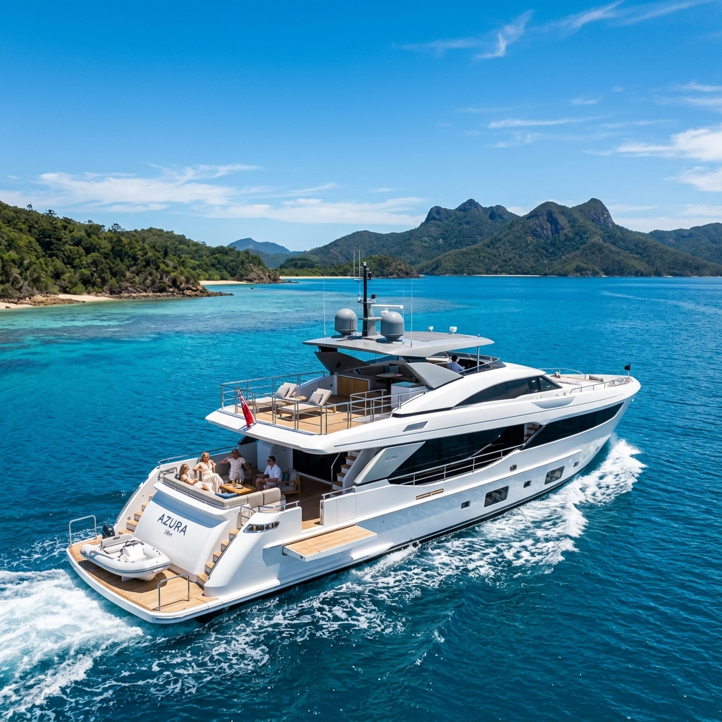 Aerial view of luxury yacht